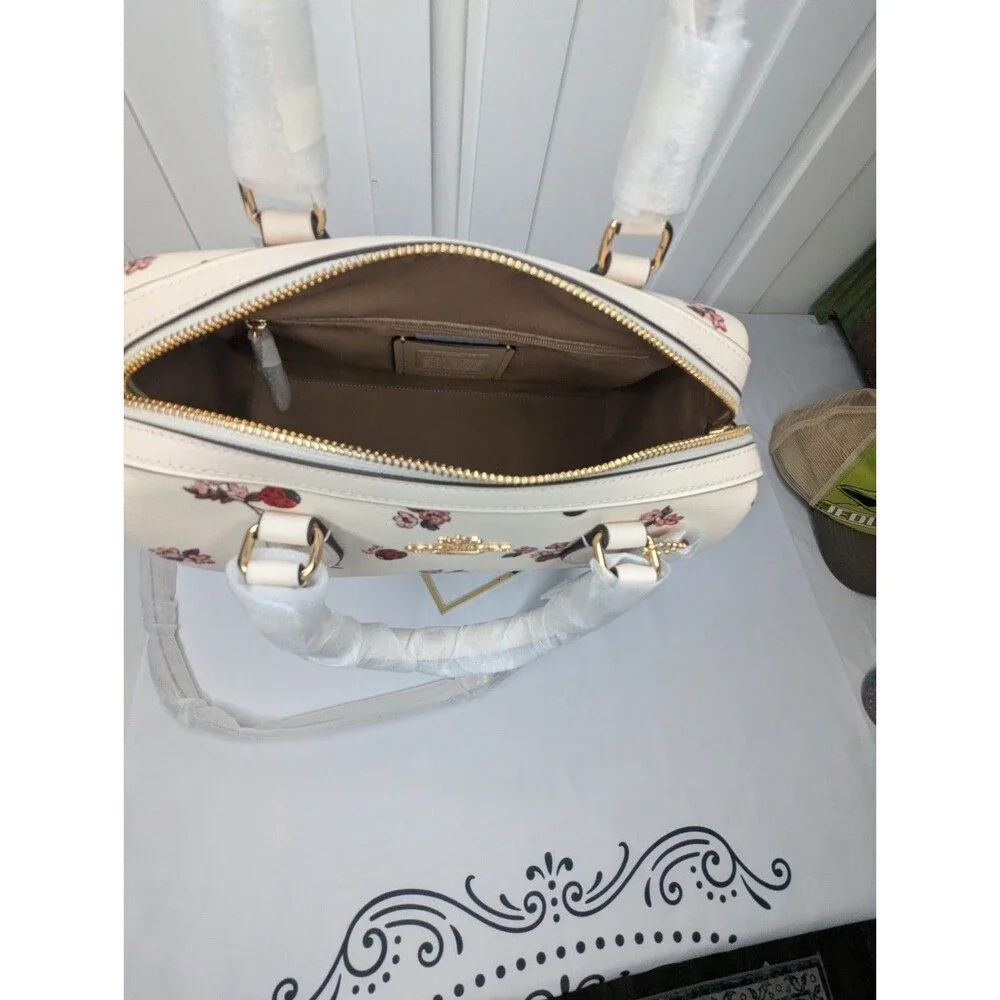 Coach Rowan Medium Satchel - Rare, Chalk, Multi, Ladybug Floral Print, NWT
